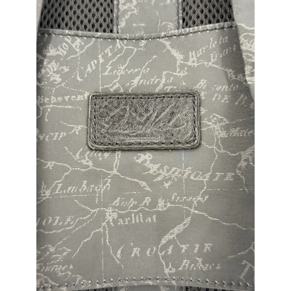 Patricia Nash Backpack Black World Map Atlas Bag Coated Canvas Leather Genoa Vtg